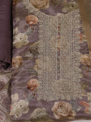 Neck Embroidered Tissue Unstitched Suit With Dupatta