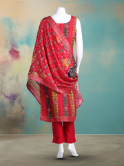 Embroidered Art Silk Kurta With Pant & Dupatta