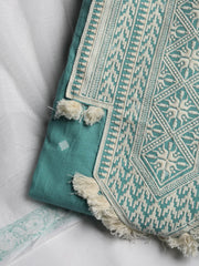 Neck Embroidered Cotton Blend Unstitched Suit With Dupatta