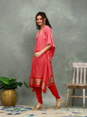 Neck Embroidered Art Silk Kurta With pants
