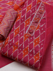 Printed Cotton Blend Unstitched Suit With Dupatta