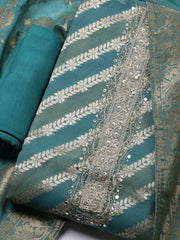 Embroidered Chanderi Unstitched Suit With Dupatta