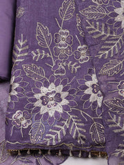 Embroidered Tissue Hyacinth Unstitched Suit With Pant & Dupatta