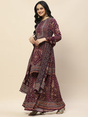 Digital Print Crepe Suit Set With Dupatta