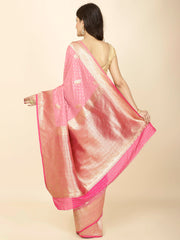 Zari Border Booti Woven Crepe Saree