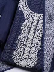 Neck Embroidered Cotton Blend Unstitched Suit With Dupatta
