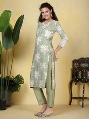Plain Cotton Blend Kurta With Pants