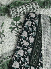 Patch Neck Cotton Blend Unstitched Suit With Dupatta