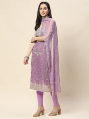 Neck Embroidery Organza Unstitched Suit Piece With Dupatta