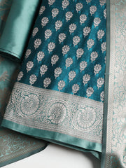Woven Banarasi Chanderi Unstitched Suit With Dupatta