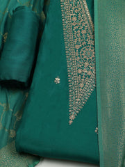 Embroidered Chanderi Unstitched Suit With Dupatta