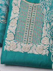 Neck Embroidered Chanderi Unstitched Suit With Dupatta