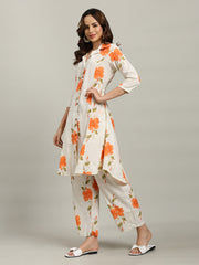 Printed Cotton Blend Kurta With Pants