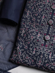 Neck Embroidered Cotton Blend Unstitched Suit With Dupatta
