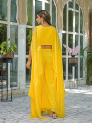 Embroidered Chinon Top With Plazzo