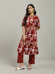 Printed Cotton Blend Kurta With Pants