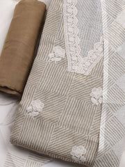 Printed Cotton Blend Unstitched Kurta With Pant & Dupatta