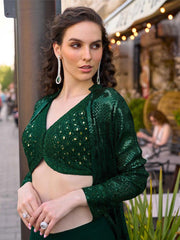 Embroidered Georgette Choli With Plazzo & Jacket