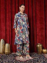 Printed Cotton Blend Kurta With Pants