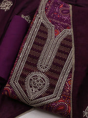 Neck Embroidered Muslin Unstitched Suit With Dupatta