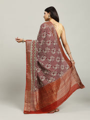Digital Printed Cotton Blend Woven Saree