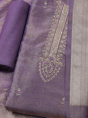 Embroidered Tissue Unstitched Kurta With Pant & Dupatta