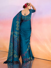 Printed Satin Saree