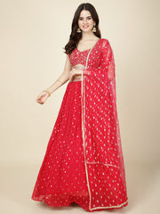 Resham Zari Embroidery Georgette Choli With Lehenga & Dupatta