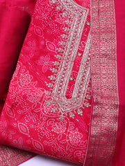 Neck Embroidered Cotton Blend Unstitched Suit With Dupatta