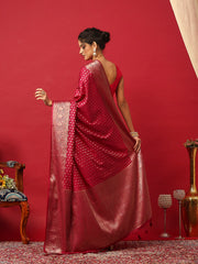 Woven Design Art Silk Wine Saree