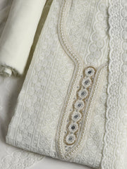 Chikan Work Georgette Unstitched Suit With Dupatta