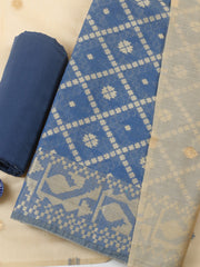 Printed Chanderi Unstitched Suit With Pant & Dupatta