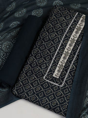 Printed Cotton Blend Unstitched Suit With Dupatta
