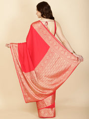 Plain Zari Border Georgette Saree