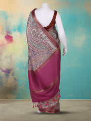 Printed Tussar Pink Multi Saree