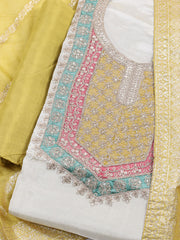 Neck Embroidered Tissue Unstitched Suit Piece With Dupatta