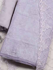 Embroidered Chanderi Unstitched Suit With Pant & Dupatta