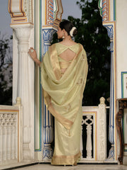 Woven Border Linen Saree