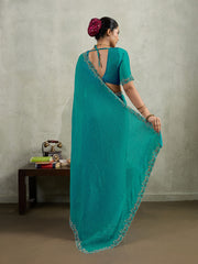 Embroidered Satin Saree
