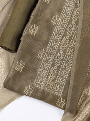 Embroidered Chanderi Unstitched Suit With Dupatta