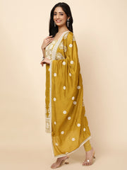Thread Embroidery Cotton Blend Unstitched Suit With Dupatta