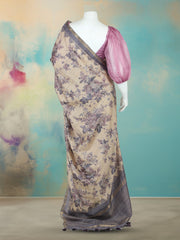 Digital Printed Art Silk Hyacinth Beige Saree