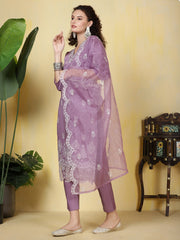 Resham Booti Muslin Kurta With Pants & Dupatta