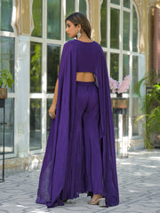 Embroidered Chinon Top With Plazzo