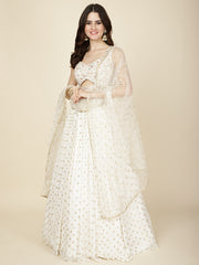 Sequin Embroidery Georgette Choli With Lehenga & Dupatta