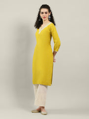 Neck Embroidered Cotton Blend Kurta With Palazzo