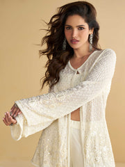 Embroidered Art Silk Choli & Plazzo With Jacket