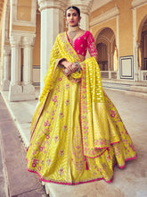 Embroidered Banarasi Unstitched Choli With Lehenga & Dupatta