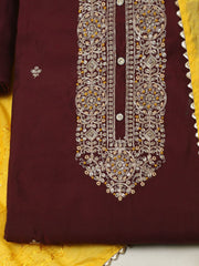 Neck Embroidery Chanderi Unstitched Suit Piece With Dupatta