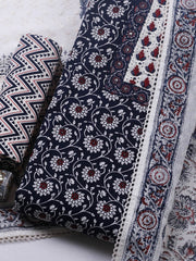 Embroidered Cotton Blend Ustitched Suit With Pant & Dupatta